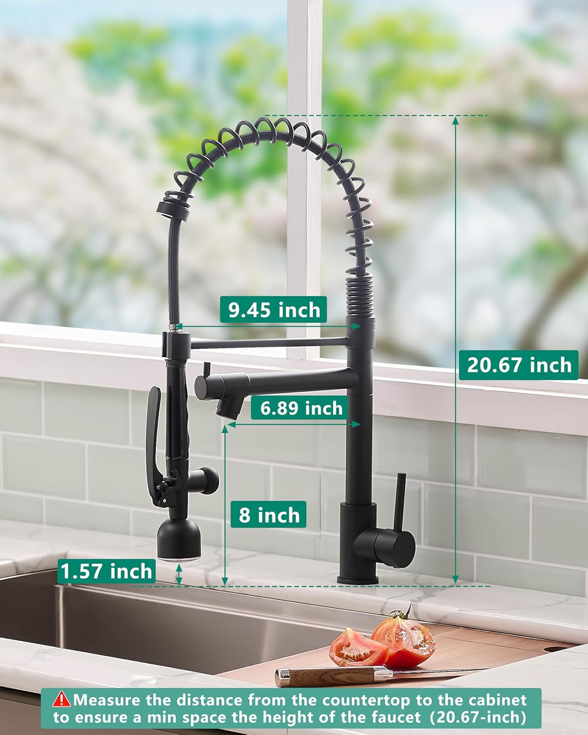 Fapully Black Kitchen Faucet with Pull Down Sprayer,Commercial LED Kitchen Faucet,Single Handle Single Hole Kitchen Sink Faucets