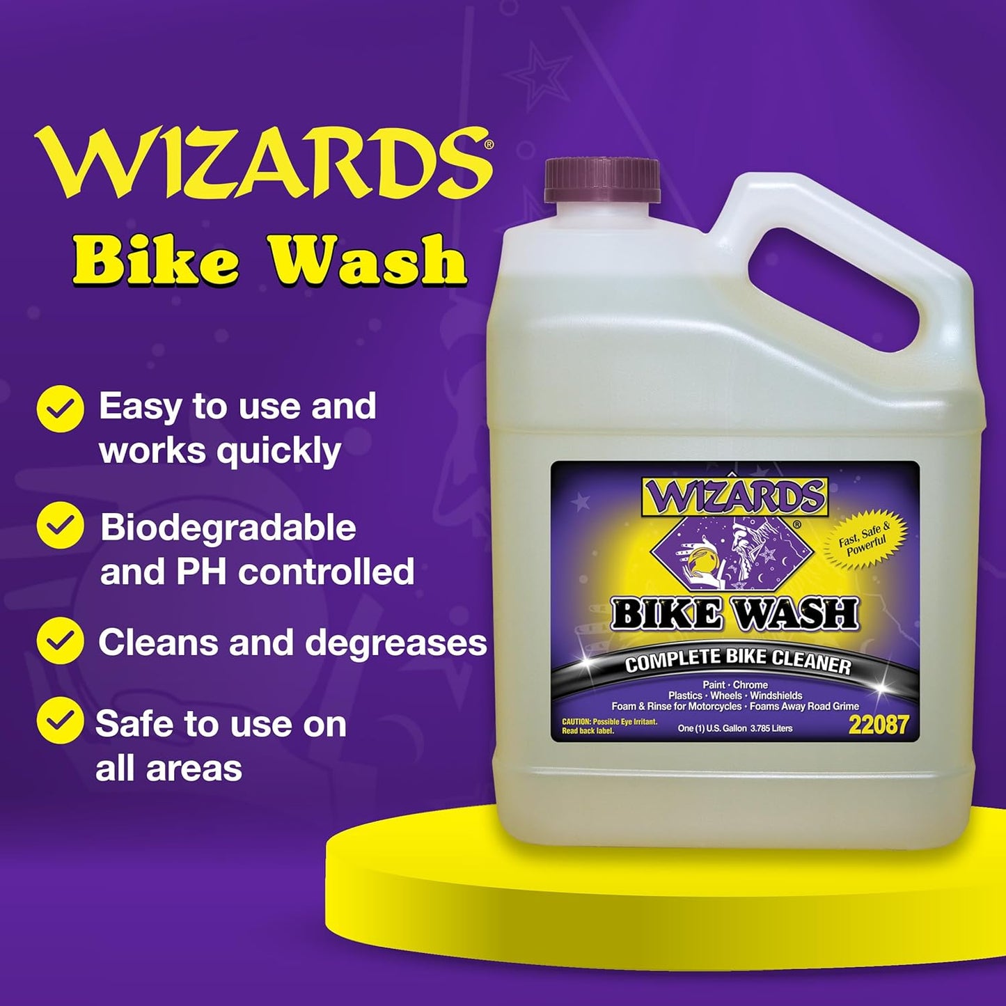 Wizards Bike Wash - Cleaner For Motorcycle Washing Kit - Quick Detailer for Bike Kit with Bug Remover - For Your Motorcycle Accessories and Detail Kit - 1 Gallon