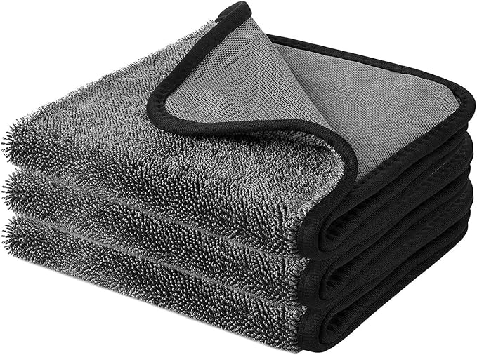 SOFTBATFY Microfiber Car Drying Towel, Shiny Bath Drying Towel Shower Cubicles Cloth for Water Removal in Shower and Bathroom (16x16inches*3pack)