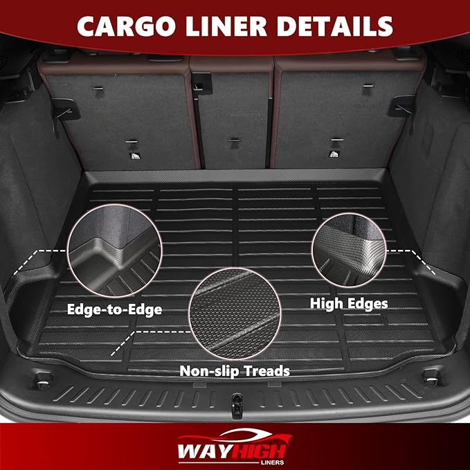 Wayhigh-All Weather Floor Mats & Cargo Liner Set for 2016-2024 2025 Chevy Malibu,Custom Fit TPE Heavy Duty Car Mats Chevy Malibu Accessories - Black