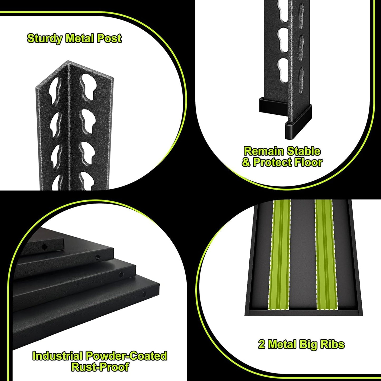 Garage Shelving Heavy Duty 2500LBS Loads, 48" W Adjustable Garage Storage Shelves, 5-Tier Metal Shelving Units and Storage, Industrial Utility Shelf, 48" Wx18 Dx78 H,Black