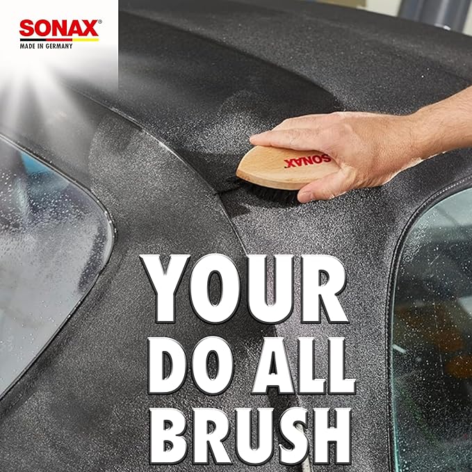 SONAX Textile & Leather Brush | Professional Interior Cleaning Brush for Fabric Upholstery Alcantara & Leather Surfaces | Durable, Ergonomic Car Detailing Tool | 416741