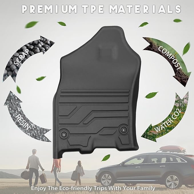 KARPAL Floor Mats for Ram 1500 DT Crew Cab 2019-2024 New Body Style (NOT Fit Classic Body), TPE All-Weather Floor Liners 1st & 2nd Row Car Mats with & w/o Underseat Storage, Ram Accessories