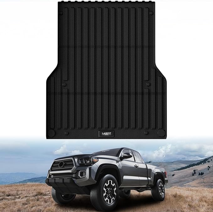 LASFIT Bed Mat for Toyota 2005-2023 Tacoma (5FT,61.3'' Bed) Truck Bed 5ft, All Weather TPE Car Bed Liner for Toyota Tacoma 2023 2022-2005 Accessories Truck Mat &Cargo Liner (Not Fit Drop-in Liners)