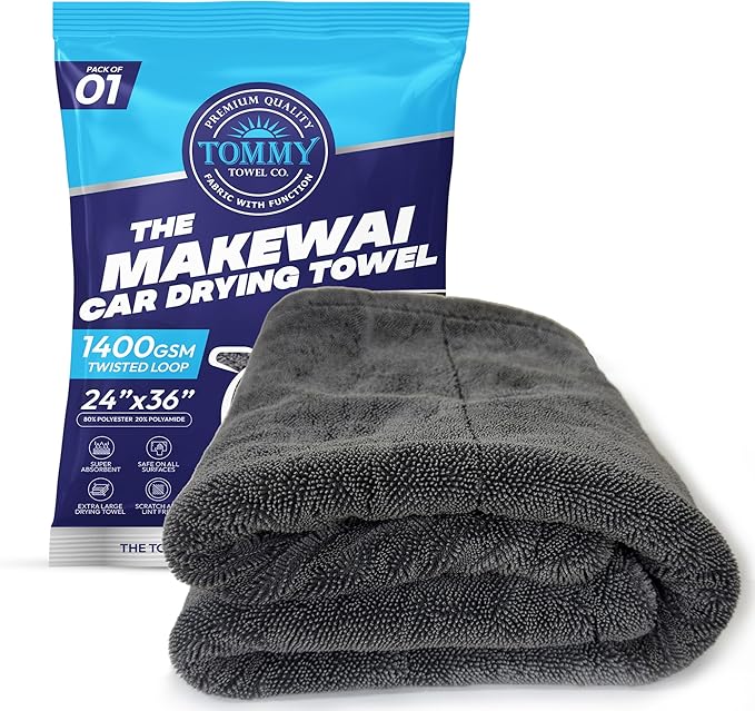Car Drying Towel Extra Large 36"x24" Super Absorbent - Professional Grade 1400 GSM Microfiber Twisted Loop Design is The Perfect Choice When You Want A Safe Scratch Free and Streak Free Finish