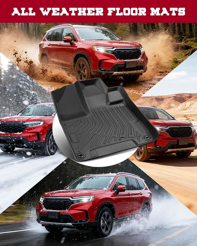 Car Floor Mats with Trunk Liner for Honda Passport 2019-2025: Custom Fit Full Set, All Weather TPE Black SUV Car Floor Liners for Honda Passport Accessories 2019 2020 2021 2022 2023 2024 2025