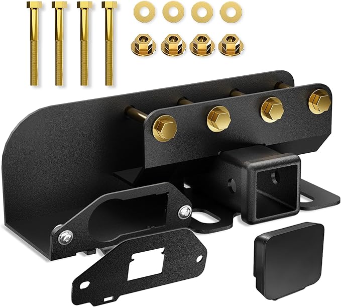 for Bronco Accessories Trailer Hitch Receiver with Cover Compatible with 2021 2022 2023 2024 Ford Bronco 2/4 Doors, Rear Bumper 2 Inch Towing Hitch Kit Tow Hook Combo (Excluding Bronco Sport)