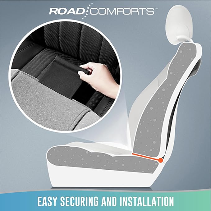 Road Comforts Car Seat Cover Full Set, Leather Mesh Seat Covers, Airbag Compatible, Universal Fit for Most Cars, SUVs, Trucks, and Vans - Black
