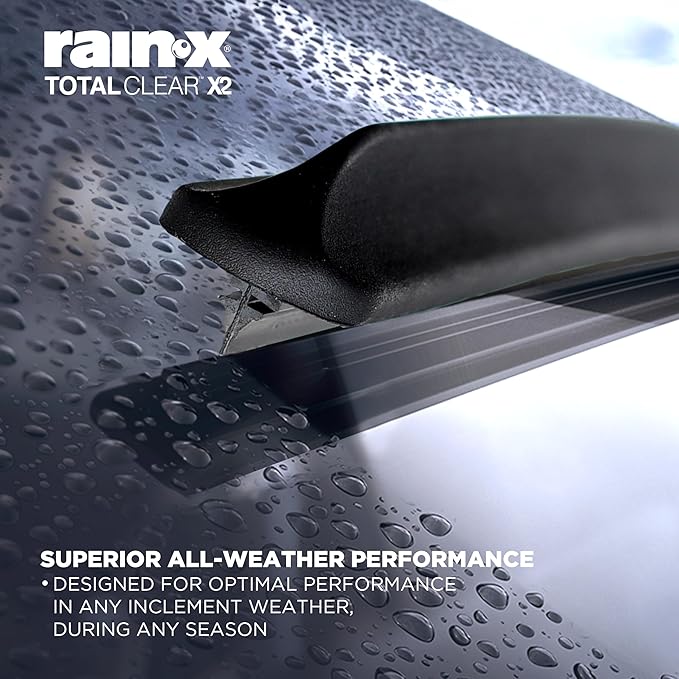 Rain-X 810334 Total Clear Beam Wiper Blades 24" & 18" Windshield Wipers for All-Weather Performance, Rubber Squeegee for Smooth Clean Wipe & Quiet Operation - 2 Pack Value