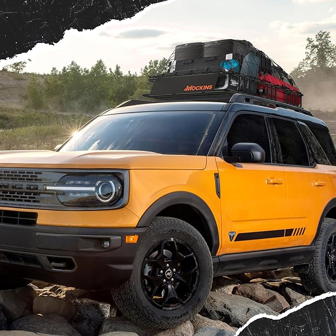 Mockins 84"x39"x6" XL Extendable Roof Rack Cargo Carrier for Top of Vehicle Storage | 250 Lbs. Capacity Weatherproof Steel Heavy Duty Roof Rack Basket | Rooftop Cargo Carrier Basket w/Straps & Net