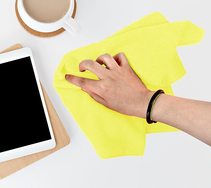 Avalon Towels Microfiber Cleaning Cloths (Value Pack of 48) Size 16" x 16", Highly Absorbent Cleaning Rags, Lint Free Cleaning Towels, Reusable and Washable, Microfiber Towels for Cars (Yellow)