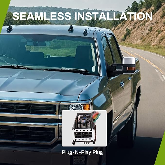 AUTOSAVER88 Towing Mirrors Compatible with Chevy GMC 2007-2013 Silverado Sierra (07 for New Body ONLY) with Turn Signal Spot Indicator Power Heated Exterior Automotive Outside Assembly Set Chrome