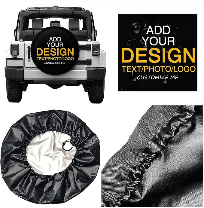 Custom Spare Tire Cover Add Your Own Personalized Text Image Weatherproof Universal Wheel Tire Protector. Fits Tires On Trucks, Trailers, RVs, SUVs and All Other Vehicles(16'')