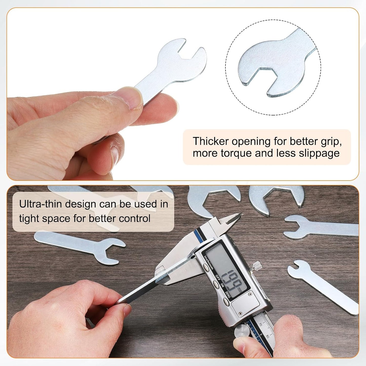 HARFINGTON 10pcs Small Wrench 7x66x1.5mm Metric U-Shaped Single Open Ended Spanner Super Thin Flat Head Galvanizing Wrench for Automotive Repair Furniture Assembly