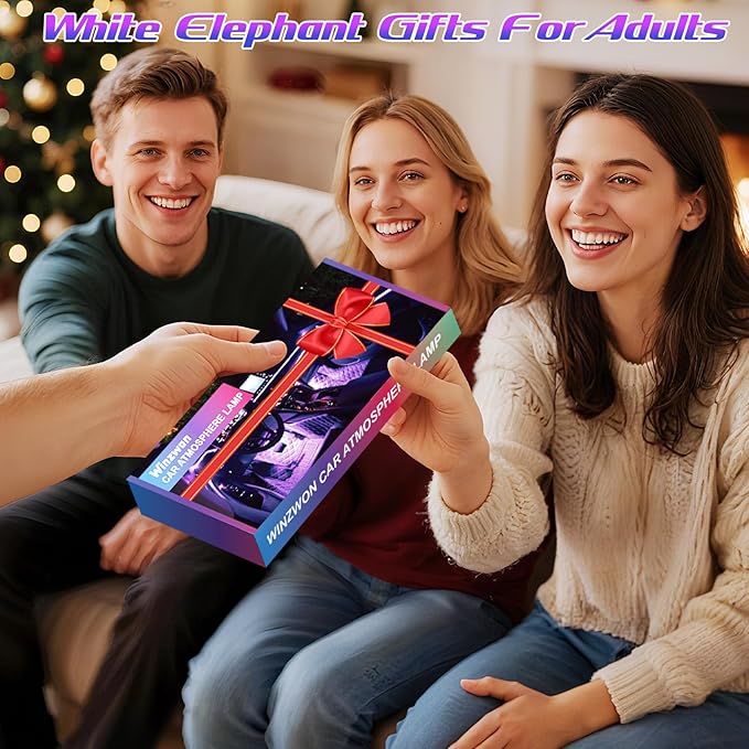 Winzwon Led Lights for Car Accessories Interior, Christmas Stocking Stuffers for Men Women Teen Girls, White Elephant Gifts for Adults, APP Control with USB Port Color Change Lights for Truck Decor