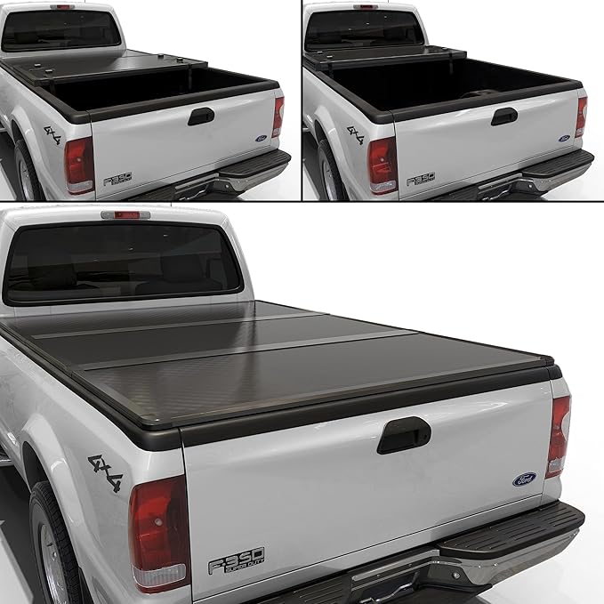 Hard Folding Truck Bed Tonneau Cover|HTF082|Fits 1999-2016 Ford F-250 F-350 Super Duty 8FT Bed (98")