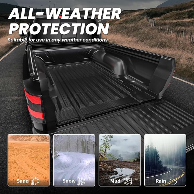 LASFIT Bed Mat for Nissan Frontier 2022-2026 5FT/59.5 inchs (Not Fit Drop-in Bed Liners), All Weather TPE Custom Fit Easy Clean Truck Bed Mat for Frontier 2022 2023 2024 2025 2026 Crew Cab Bed Liner