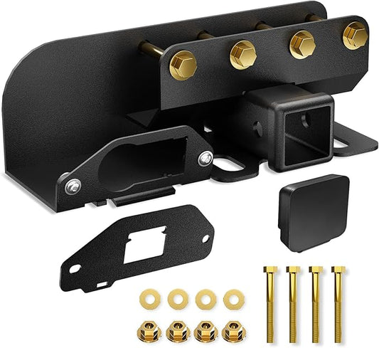 for Bronco Accessories Trailer Hitch Receiver with Cover Compatible with 2021 2022 2023 2024 Ford Bronco 2/4 Doors, Rear Bumper 2 Inch Towing Hitch Kit Tow Hook Combo (Excluding Bronco Sport)