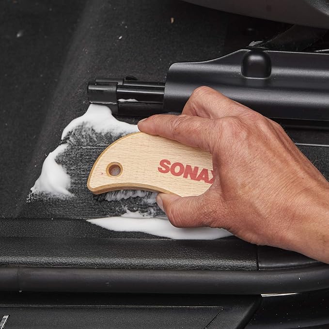 SONAX Textile & Leather Brush | Professional Interior Cleaning Brush for Fabric Upholstery Alcantara & Leather Surfaces | Durable, Ergonomic Car Detailing Tool | 416741