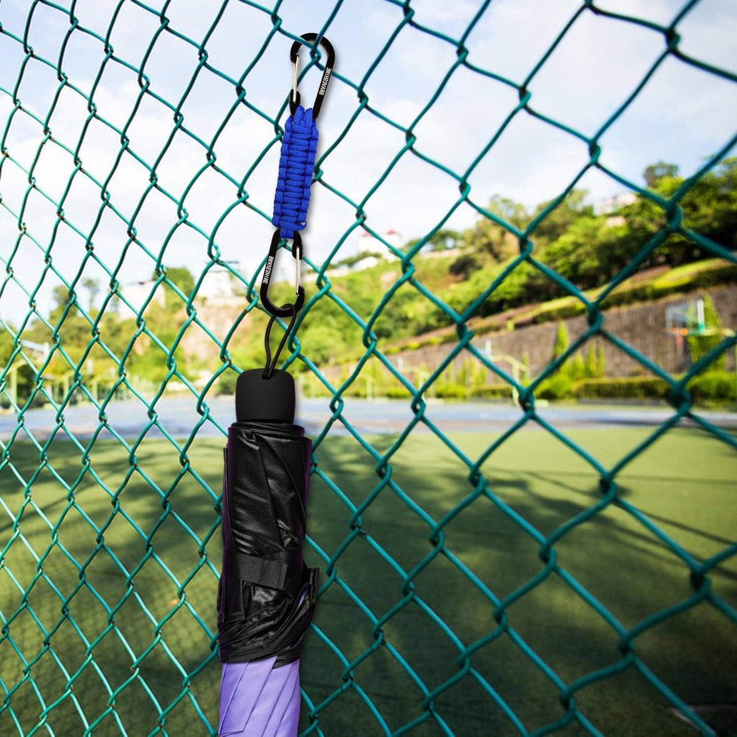 BRAVESHINE Paracord Keychain Carabiner Clip, D Ring Lanyard Hanger Stroller Hook for Water Bottle, Key, Backpacks, Men, Women