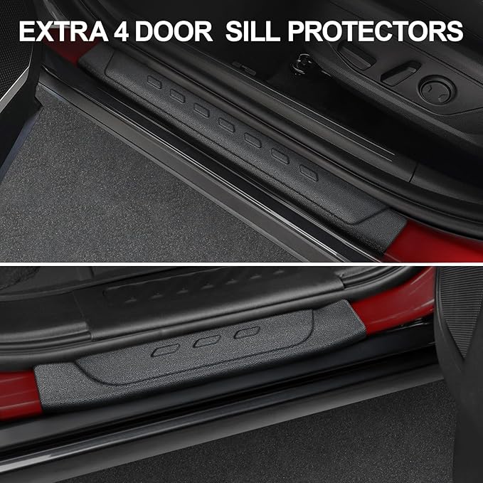 Floor Mats Custom Fit for Kia Sportage 2023 2024 2025 2026, TPE All Weather Protection Car mat Front & 2nd Row Black Automotive Liners & 4 Door Sill Guards Accessories