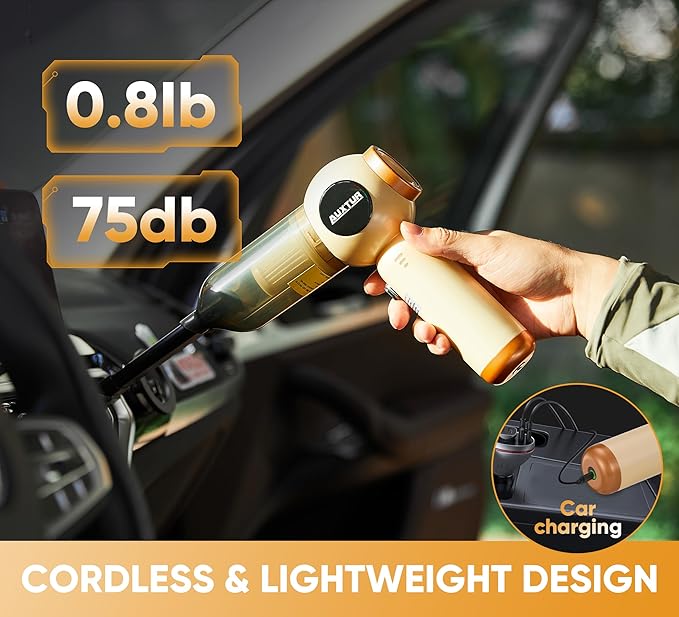 Handheld Vacuum Cleaner Cordless - 18000PA Strong Suction Rechargeable, 3-Speed Adjustable Portable Mini Dust Buster for Pet Hair, Car Detailing, Home, Office & Car Cleaning