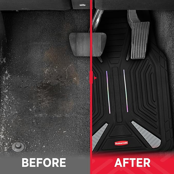 Rubbermaid Full Set Car Mat, Universal Trim-to-Fit Heavy-Duty Car Floor Mats – 4-Piece Set for All Weather Protection – Durable Rubber Mat for Cars, Trucks, SUVs & Vans-Purple