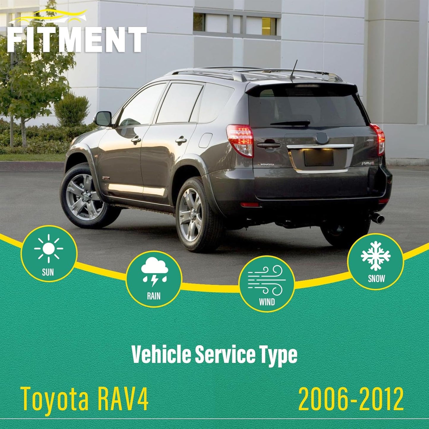 24" 17" 12" Windshield Wiper Blades Replacement for Toyota RAV4 2006 2007 2008 2009 2010 2011 2012 RAV 4 Premium All Weather Front Rear Wipers Set - OEM Quality (Pack of 3)