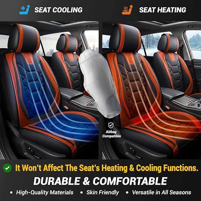 OASIS AUTO Car Seat Covers Full Set, Waterproof Faux Leather Seat Covers for Cars Universal Fit for SUV, Truck, Sedan, Black Premium Car Seat Protector with Front & Back Cushions