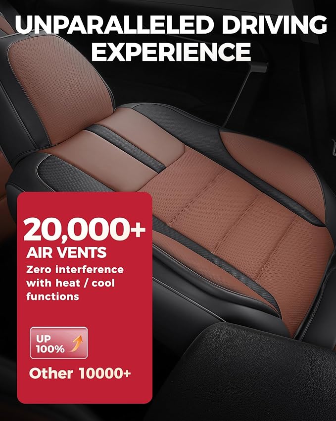 FREESOO Black Brown Front Car Seat Covers - Faux Nappa Leather Seat Covers for Cars, with Carbon Fiber Texture Seatbelt Pads, Ultra Cushion Protectors Fit for Most Vehicles Sedans SUV Trucks Maverick
