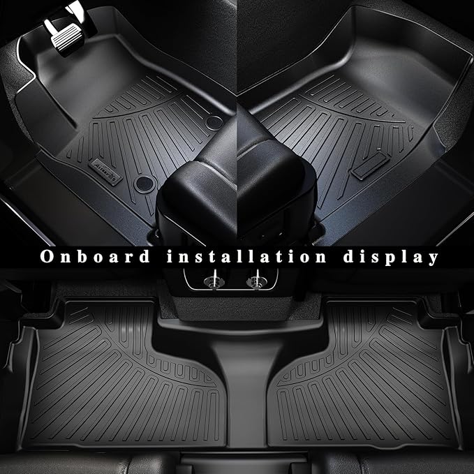 Floor Mats & Large Trunk Mat for 2020-2024 2025 Ford Explorer Only Fit 6 Seats-2 Row Bucket Seat,TPE All Weather Protection 3 Rows Car Floor Liners with Cargo Liner Covering The backrest