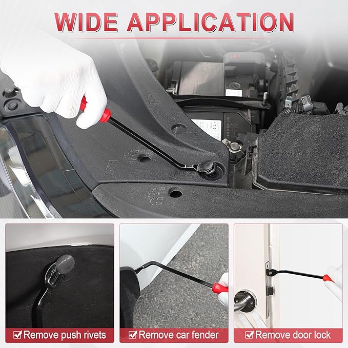 LivTee 5 pcs Auto Trim Removal Tool Kit, No Scratch Plastic Pry Tool Kit - Interior Door Panel Clip Fastener Removal Set for Vehicle Dash Radio Audio Installer (Red)