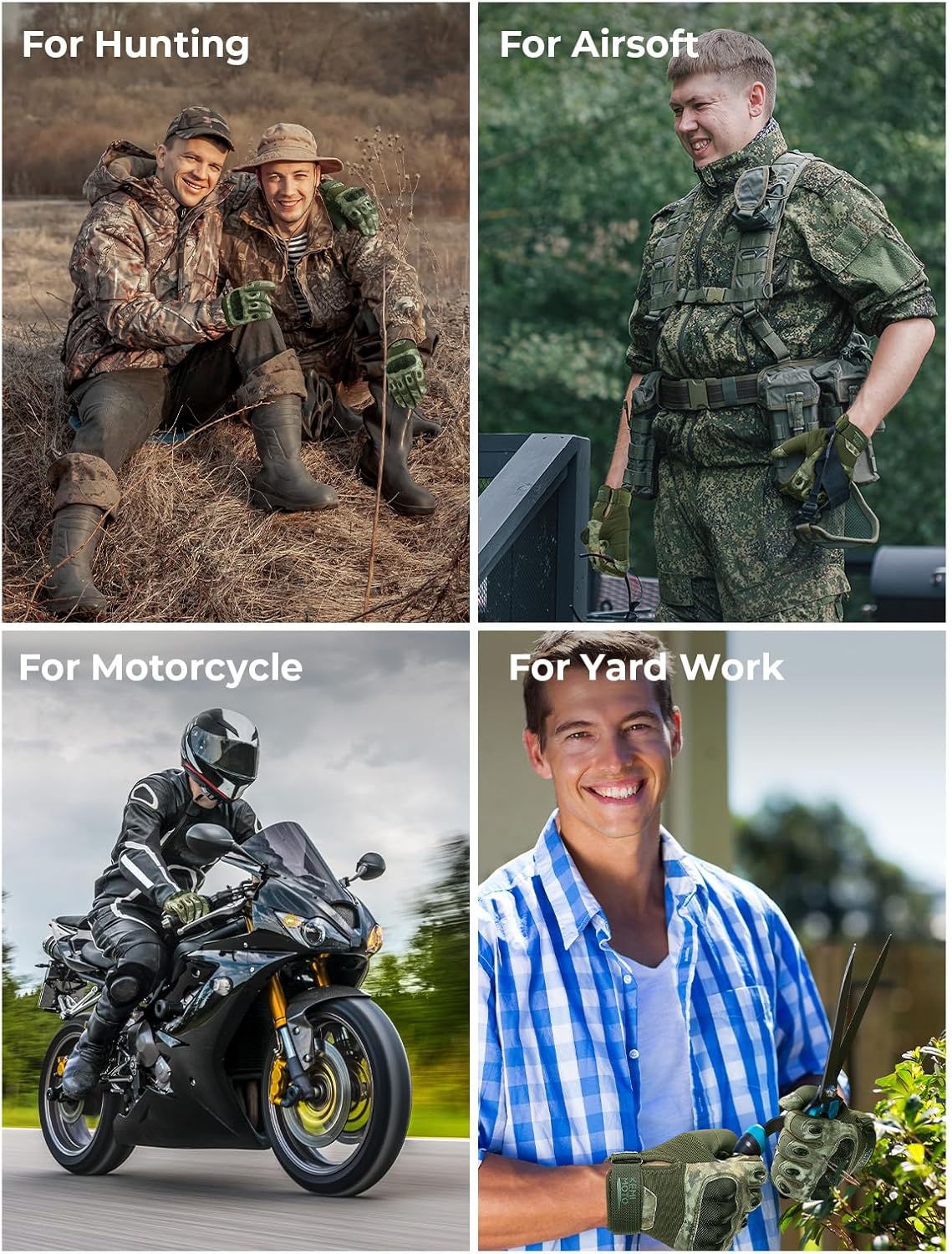 KEMIMOTO Tactical Gloves for Men, Touchscreen Motorcycle Gloves with Hard Shell & Palm Padding for Sports Motorcycle Cycling Tactical Airsoft Paintball Hunting Hiking Camping Climbing