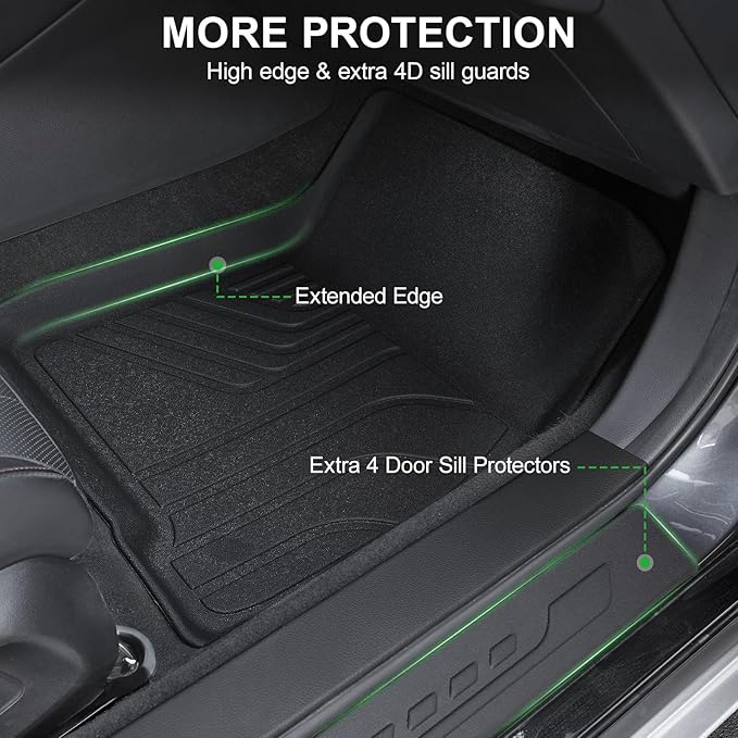 Floor Mats for 2023-2025 2026 Honda Accord (Include Hybrid), TPE All Weather Protection Front Rear 2 Row Interior Car Floor Liners Door Sill Guards for Honda Accord Hybrid Accessories