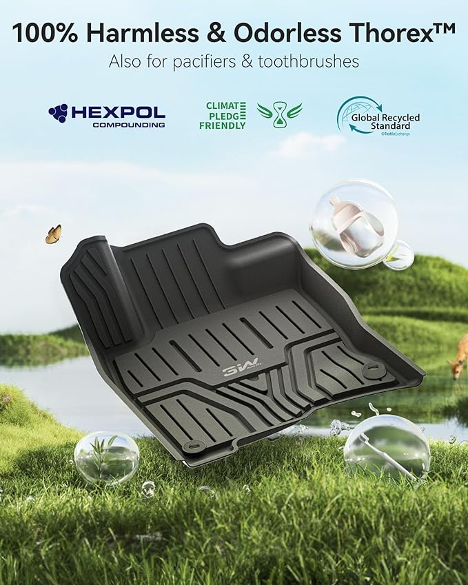 3W Floor Mats Fit for Honda Civic Sedan 2016-2021 & Hatchback 2017-2021 & Coupe 2016-2020, Custom Fit Floor Liner for 1st 2nd Row Full Set TPE All-Weather Car Liners