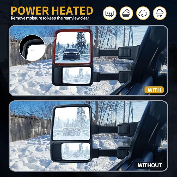 DWVO Towing Mirror Compatible with 2008 2009 2010 2011 2012 2013 2014 2015 2016 Ford F250 F350 F450 F550 Super Duty, Left Driver Side Mirror with Power Heated Manual Folding