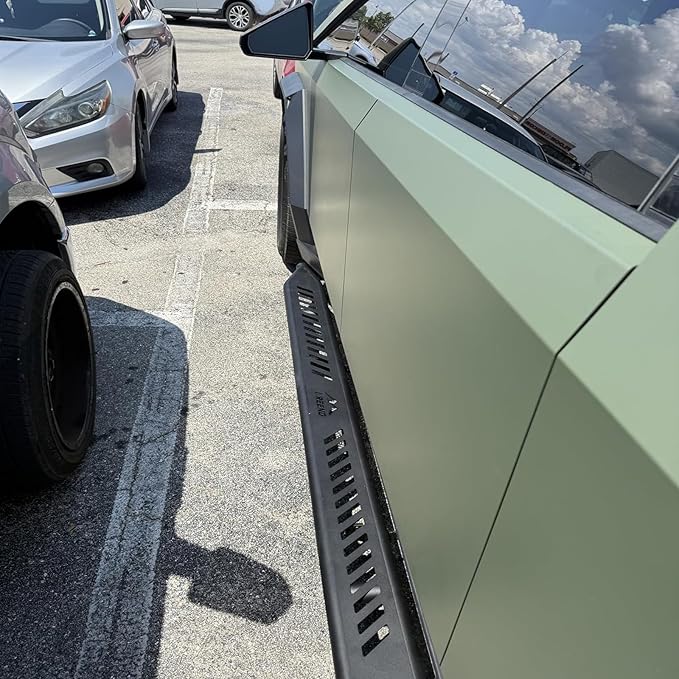 Heavy-Duty Running Boards for 2024 2025 Tesla Cybertruck, Side Steps with Mounting Brackets, Textured Black, No Drilling
