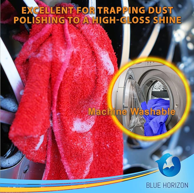 Microfiber Cleaning Towels, 3 Dozen Commercial and Household Bulk Pack, Ultra Soft Plush Wash-Cloths, Micro-fiber Detailing Cleaning Cloths for Car, Household and Commercial (Red, 16" x 16")