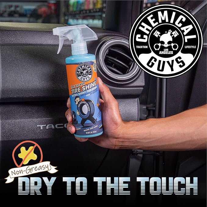 Chemical Guys Tire Kicker Sprayable Extra Glossy Tire Shine - Dry-to-the-Touch Dressing for Rubber, Vinyl, and Plastic - Safe for Cars, Trucks, SUVs, Motorcycles, and RVs - 16 oz (2 Pack)