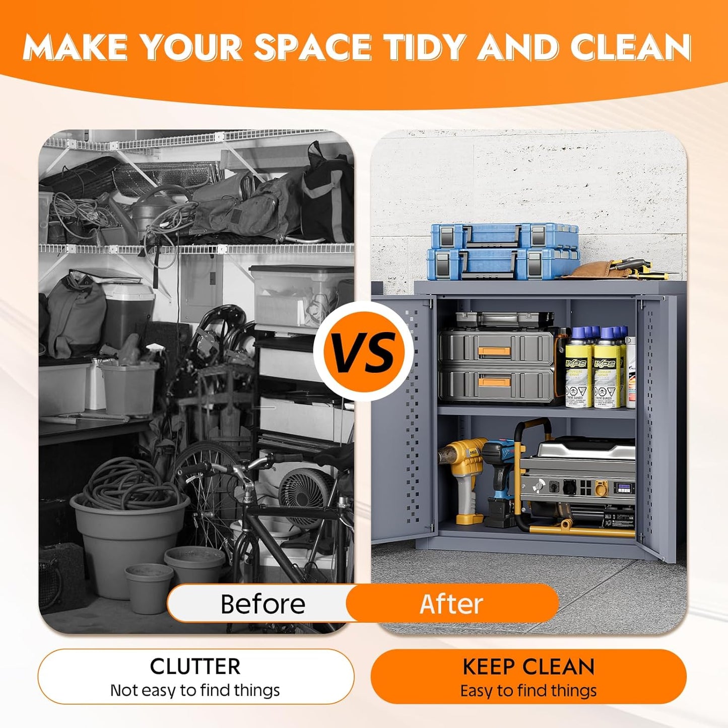 Metal Wall Storage Cabinet Steel Wall Mounted Garage Storage Cabinet with Adjustable Shelf and Doors for Basement Utility Room Warehouse Kitchen