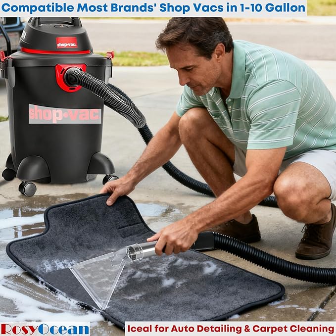 Carpet & Upholstery Cleaning Attachment Hand Wand with Viewing Large Head Auto Detailing Vacuum Head Hand Tool for Truck Mount & portable Extractor Vacuum Cleaner