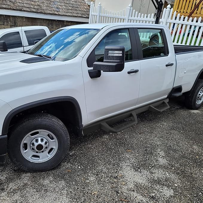 BINARY STAR Running Boards Compatible with 2007-2018 Chevy Silverado/GMC Sierra 1500 Crew Cab, 07-19 Silverado/Sierra 2500HD 3500HD. Drop Down Silverado Side Steps Step Bars Nerf Bars Carbon Steel.