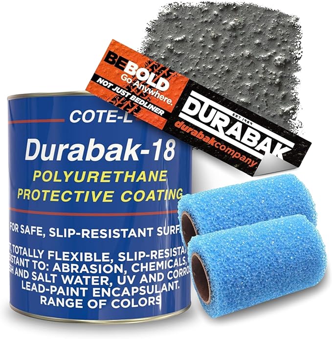 Durabak-18 Textured Truck Bed Liner Gallon KIT - Roll On Coating | DIY Custom Coat for Bedliner and Undercoating, Auto Body, Automotive Rust Proofing, Boat Repair (Gallon, Dark Gray)
