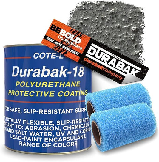 Durabak-18 Textured Truck Bed Liner Gallon KIT - Roll On Coating | DIY Custom Coat for Bedliner and Undercoating, Auto Body, Automotive Rust Proofing, Boat Repair (Gallon, Dark Gray)