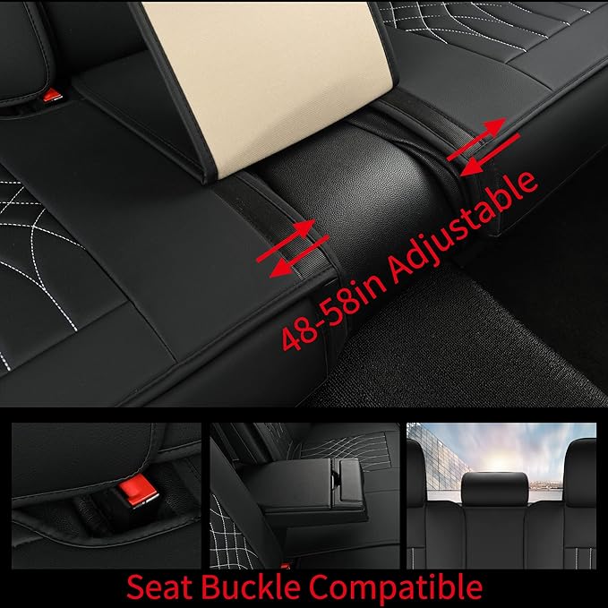 Car Seat Covers 5 Seats Full Set, Waterproof Napa Leather Automotive Seat Protector for Cars SUV Truck Sedan, Universal Anti-Slip Car Seat Cushion Interior Accessories, Black and White