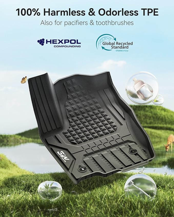 3W Floor Mats & Cargo Liner for 2024 2025 2026 Toyota Land Cruiser Prado & Lexus GX550 5 Seat (with CoolBox), TPE Custom Fit Floor Liner & Trunk Mats 1st &2nd Rows Car Mats & Cargo Mat