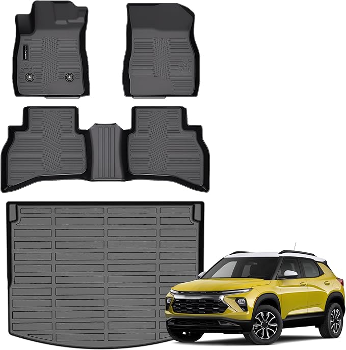 Auxko All Weather Floor Mats Cargo Mat Fit for Chevrolet Chevy Trailblazer AWD 2026 2025 2024 2023 2022 2021 TPE Floor Liner Trunk Mat Trailblazer Accessories All Season Odorless Anti-Slip Black