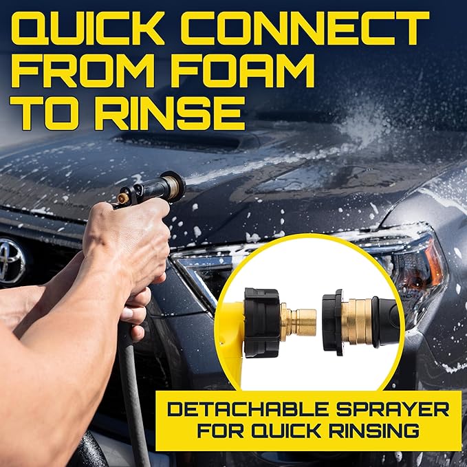 Foam King Car Wash Foam Gun, Foam Cannon for Hose Garden - The King of Suds - Ultimate Scratch Free Cleaning Car Soap Sprayer - Snow Foaming Blaster Fits all Garden Hose