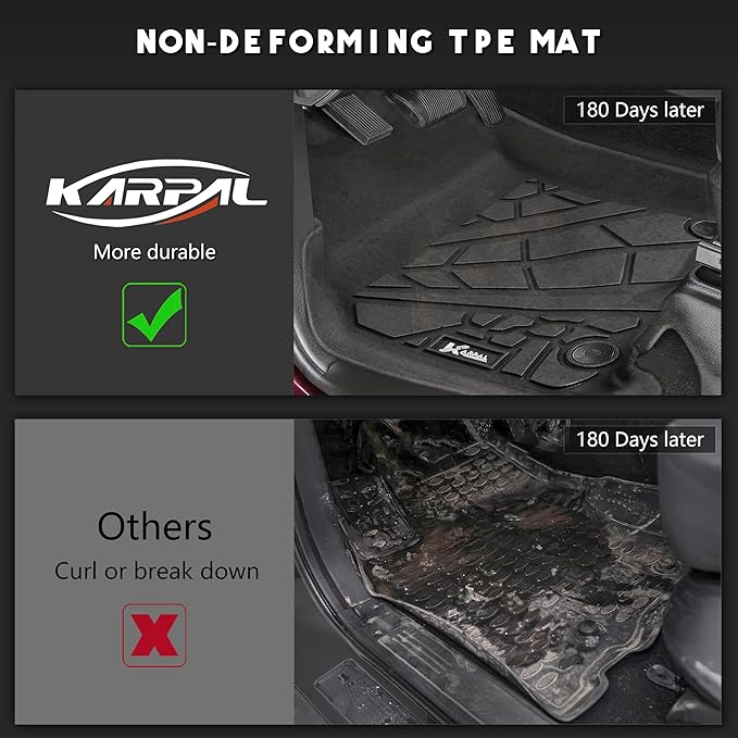 KARPAL Floor Mats for Ram 2500/3500 Crew Cab 2019-2025, TPE All-Weather Floor Liners 1st & 2nd Row Car Mats, Ram Accessories