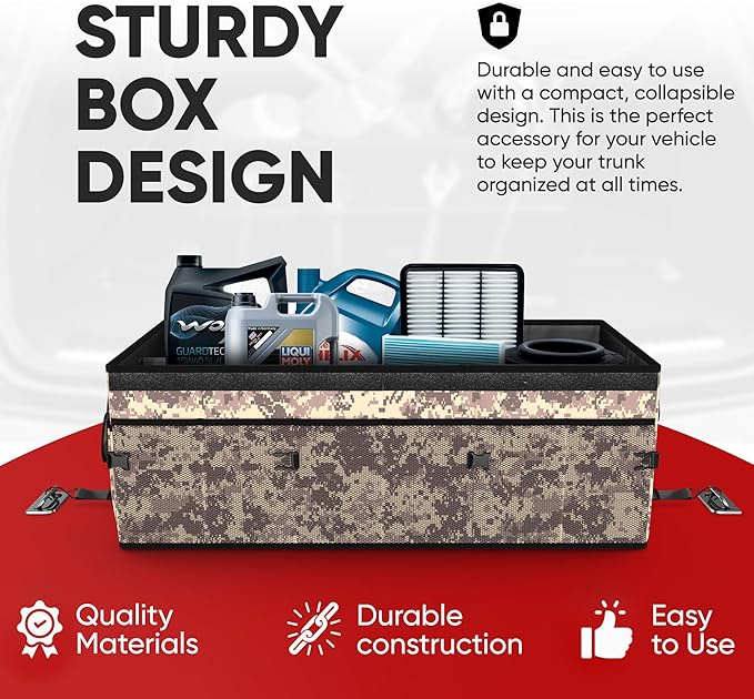 FORTEM Car Trunk Organizer with Cooler, Collapsible Multi Compartment SUV Organizer, Foldable Storage for Car Accessories for Women Men, 600D Oxford, Non Slip Bottom, Securing Straps Soft Cover (105L)